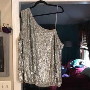 ASOS curve one-shoulder silver sequin tank